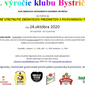 20.výročie klubu Bystričan - pivná burza 24.10.2020