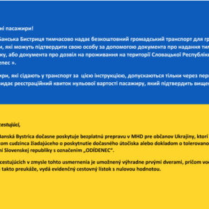 Oznam pre ľudí z Ukrajiny o bezplatnom cestovaní MHD