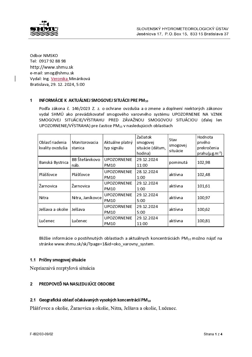 Informácia k POMINUTIU smogovej situacii pre PM10 - 29_12_2024_BB
